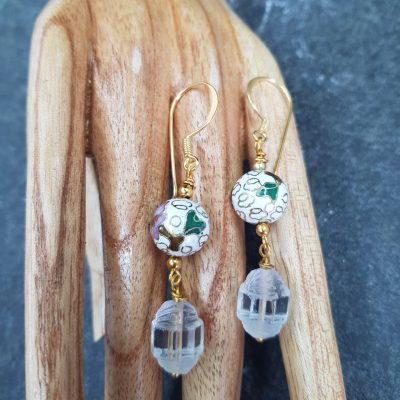 Cloisonne crystal earrings