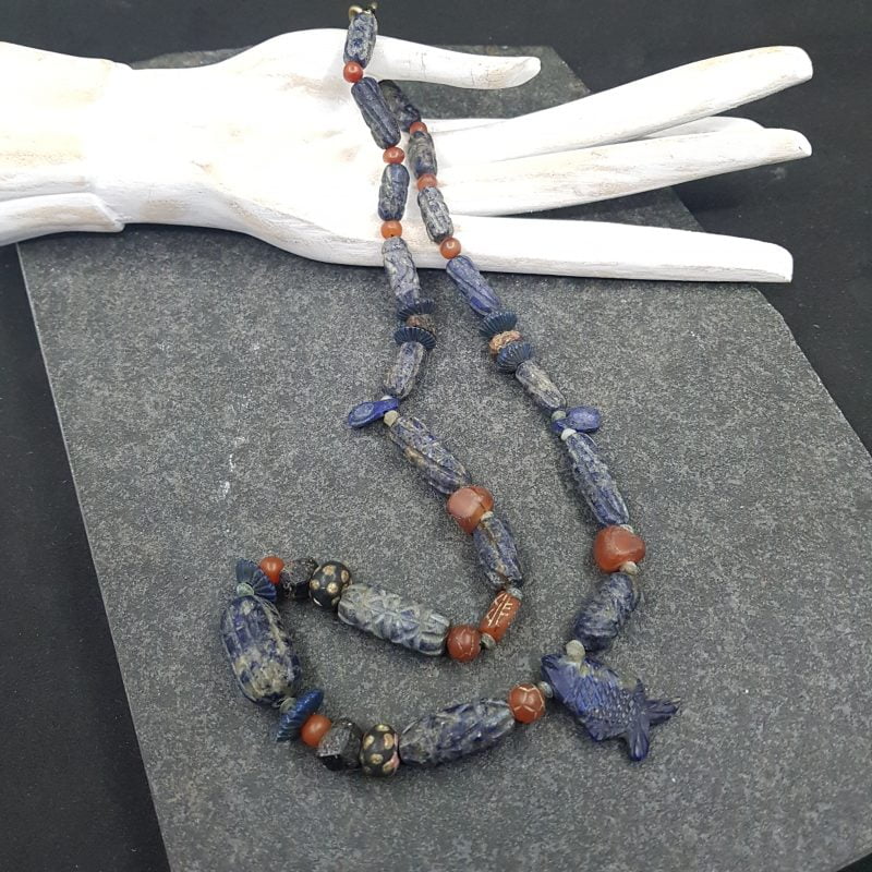 Ancient carved Lapis necklace