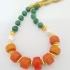 Coral jade gold necklace
