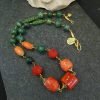 Coral Jade Cinnabar Necklace