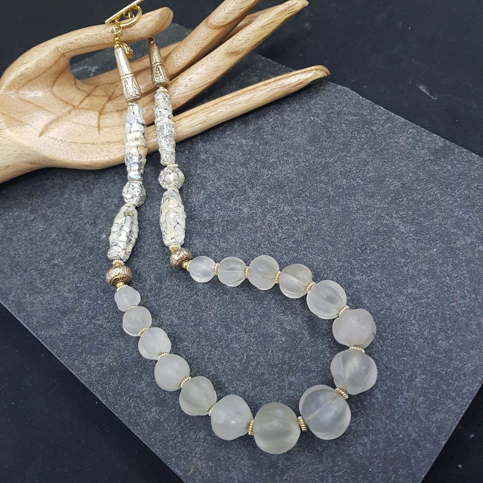 Ancient Himalayan Rock Crystal Roman Glass Bead Necklace