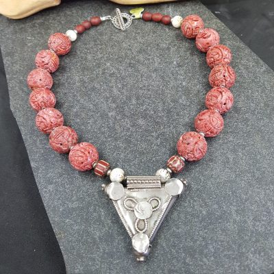Carved Coral indian Pendant