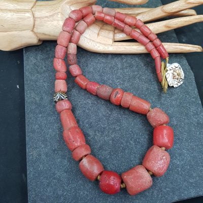 Glass Coral Bead Necklace