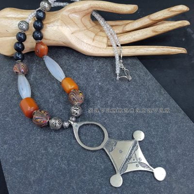 Tuareg Jatim Amber Pendant Necklace