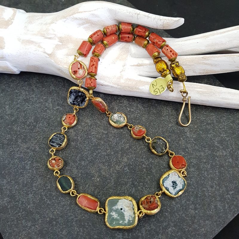 Roman Glass and Coral necklace