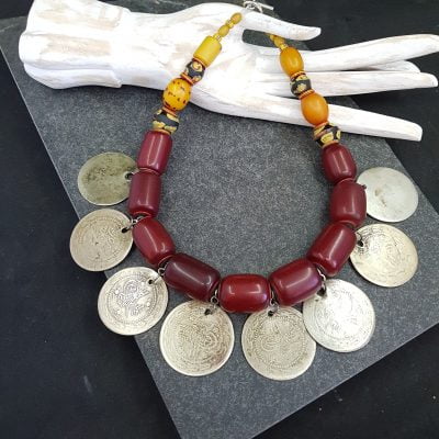 Ottoman coins Amber necklace