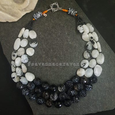 Moonstone crackle agate necklace