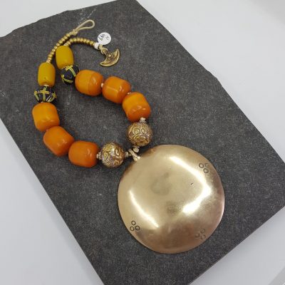 Brass Pendant Amber King Beads Necklace