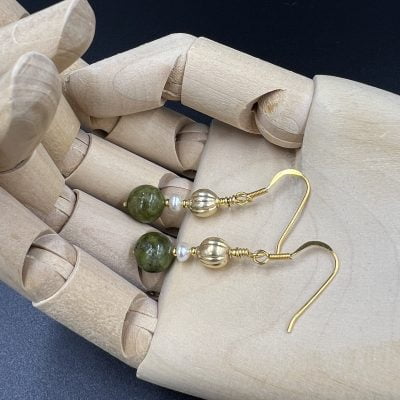 Tourmaline gold pearl earrings