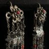 Antique Chinese Silver Coral Chain Earrings