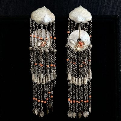 Chinese Antique Silver chain earring