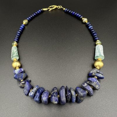 Lapis Roman Glass Gold necklace