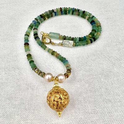 Roman glass Nepalese bead necklace