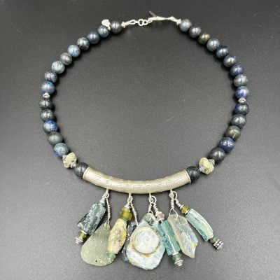 Roman glaRoman glass charms silver necklace