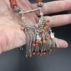 Silver Uzbekistan coral necklace