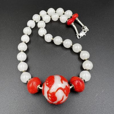 Jade Coral Glass Necklace