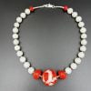 Jade Coral Chinese Pendant Necklace